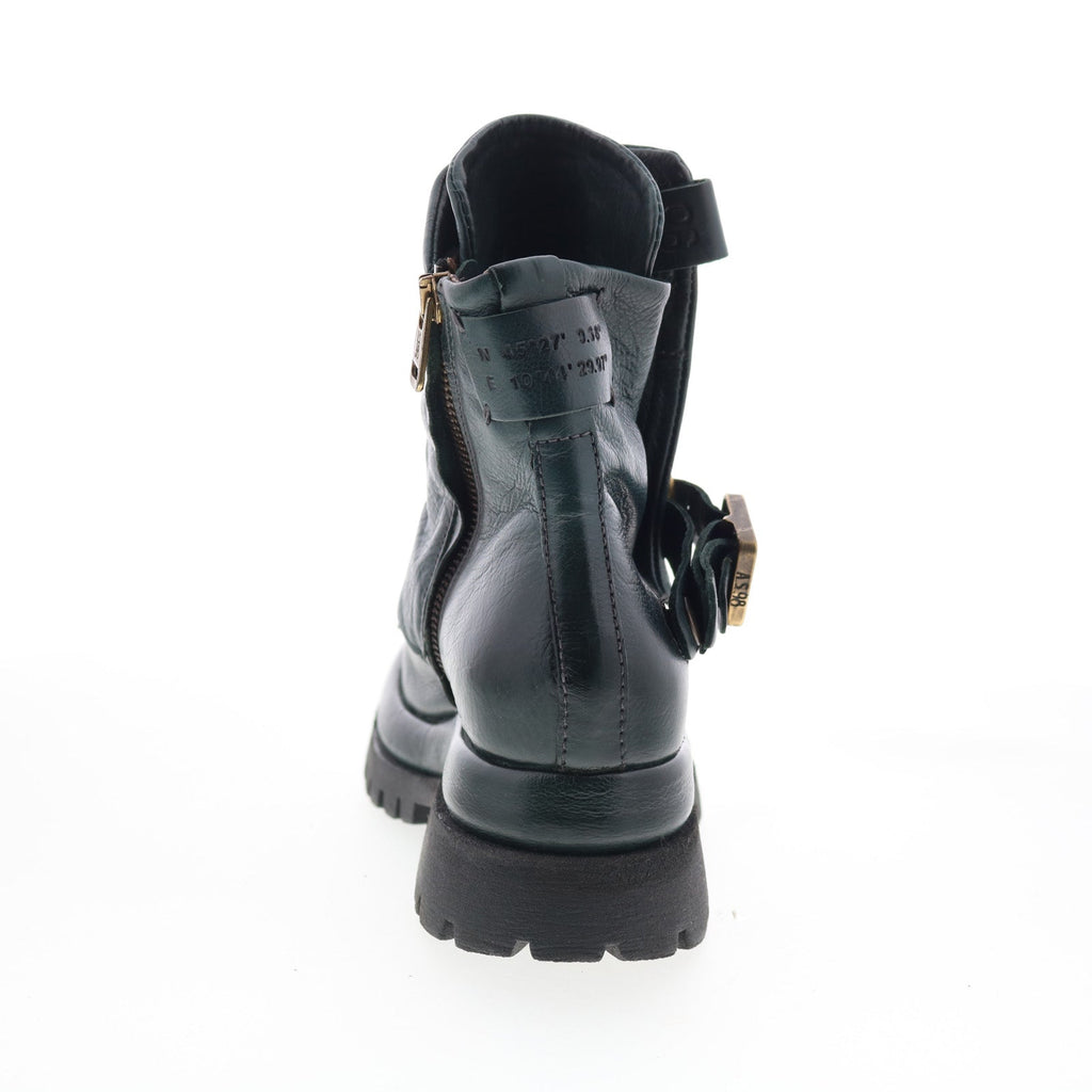 Drakie Womens Green Leather Zipper Casual Dress Boots