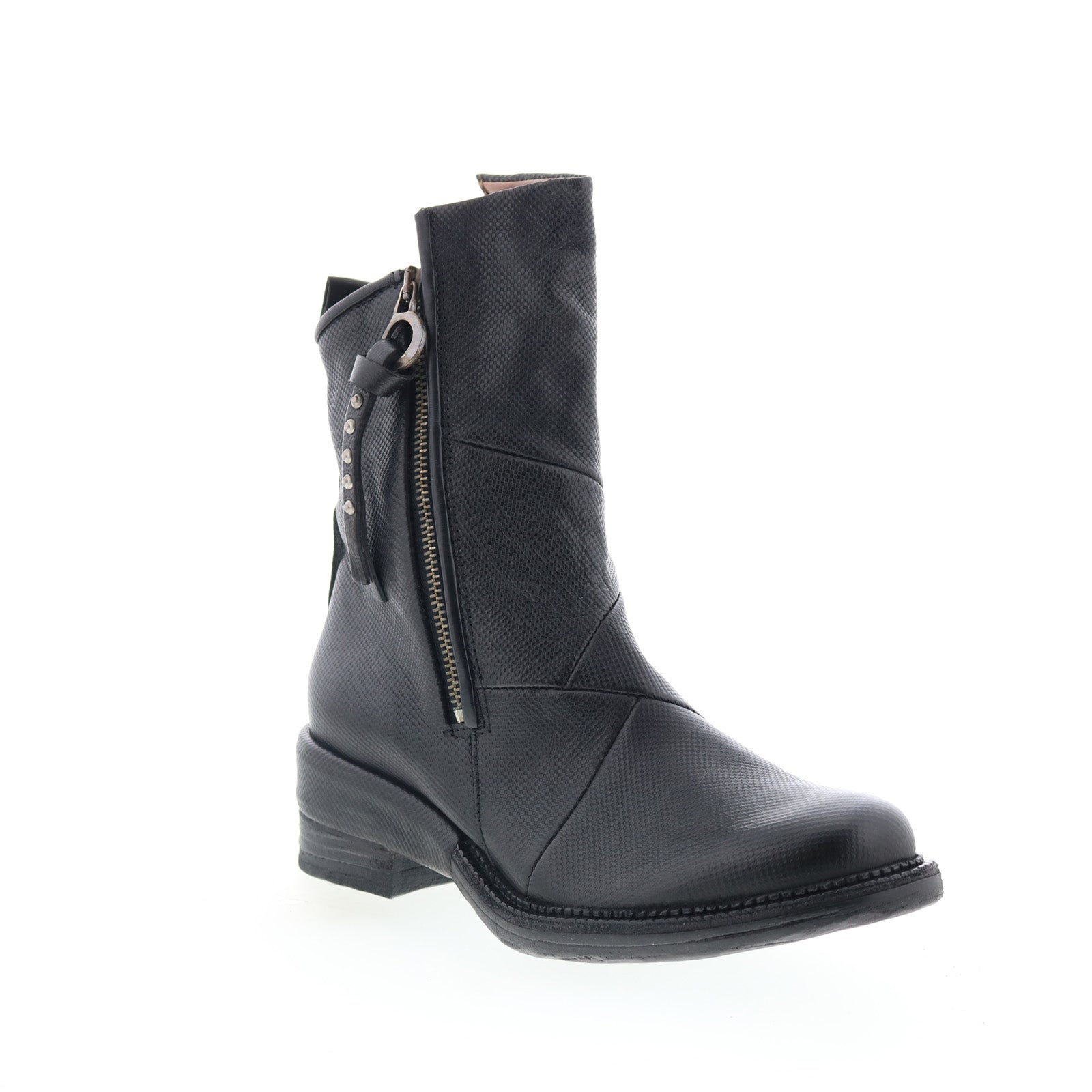 Stratford Womens Black Leather Zipper Casual Dress Boots