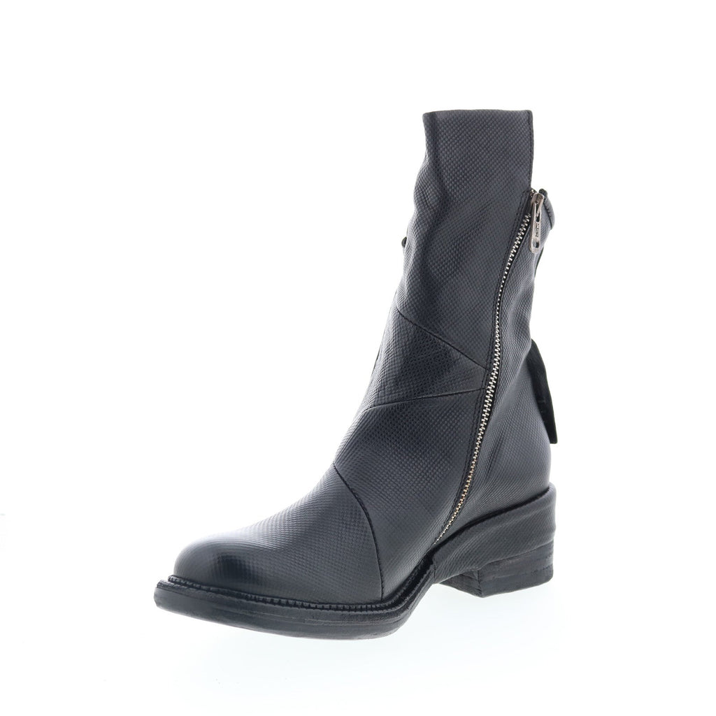 Stratford Womens Black Leather Zipper Casual Dress Boots