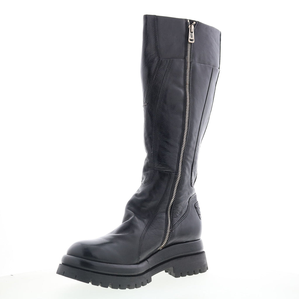 Dulcie Womens Black Leather Zipper Knee High Boots