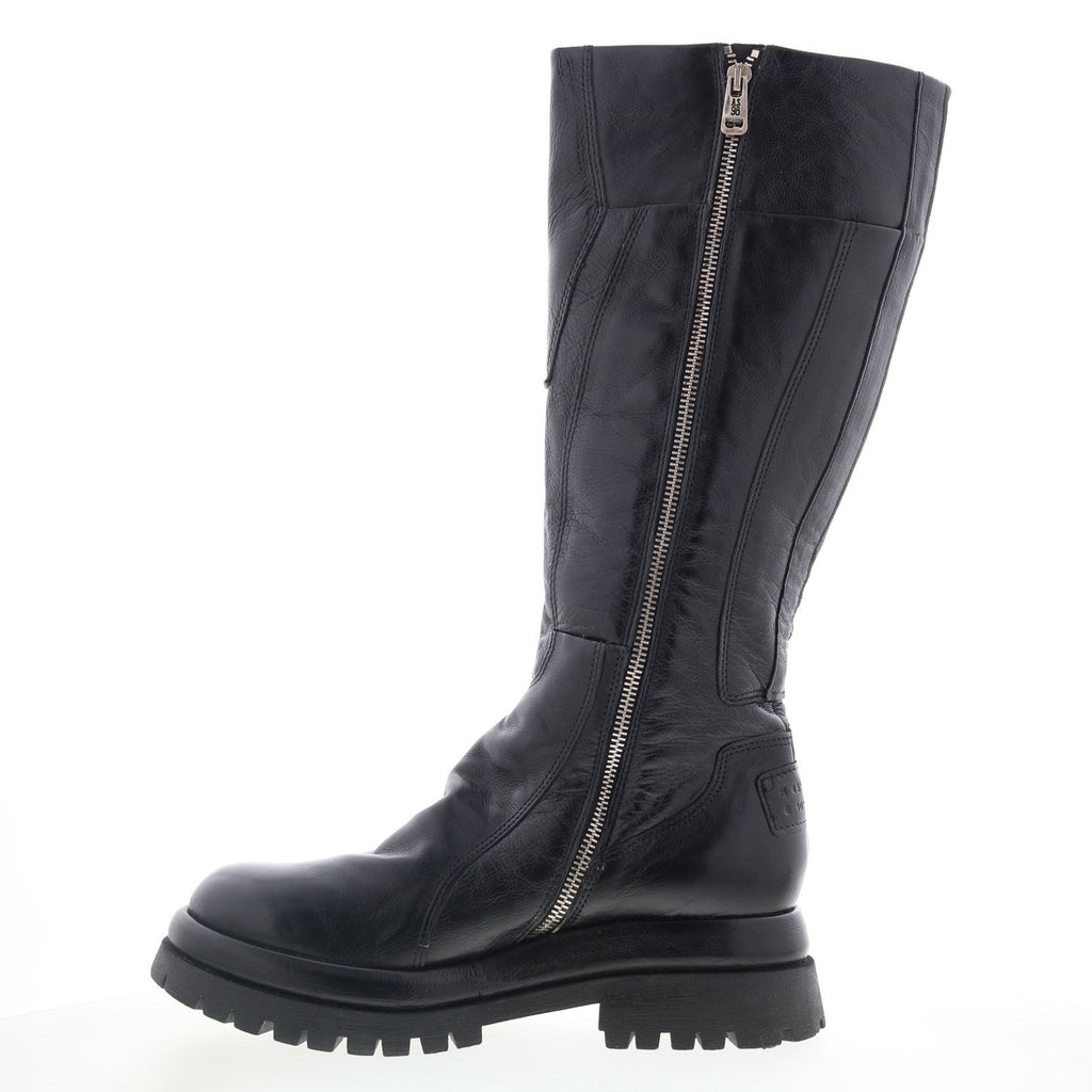 Dulcie Womens Black Leather Zipper Knee High Boots