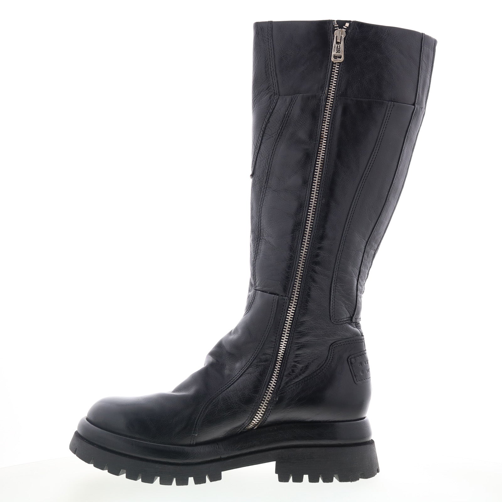 Dulcie Womens Black Leather Zipper Knee High Boots