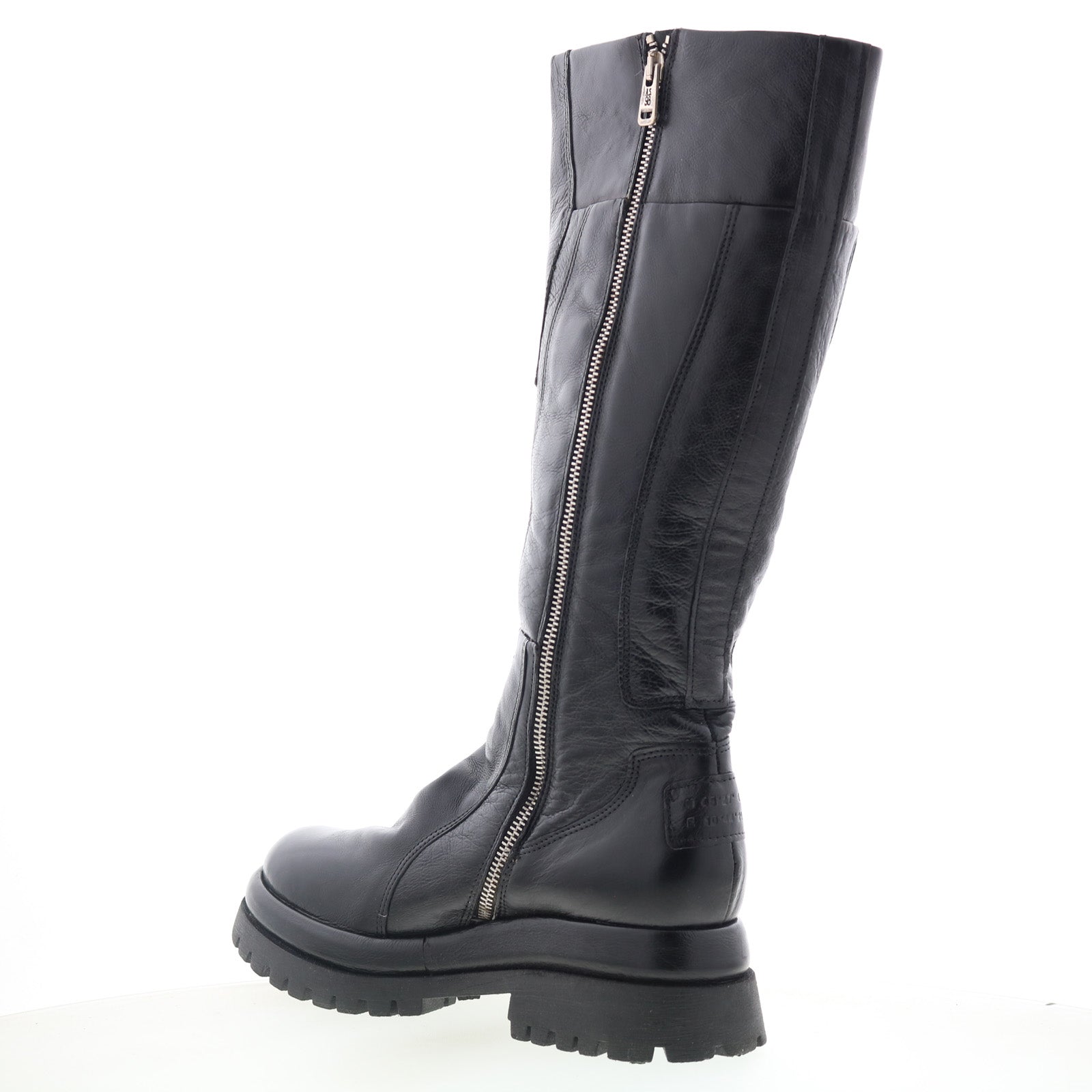 Dulcie Womens Black Leather Zipper Knee High Boots