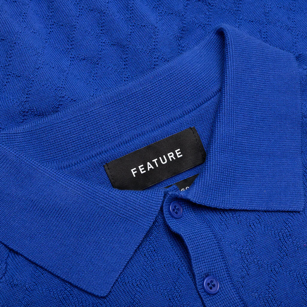 Hogan Pointelle Raglan Sleeve Sweater Polo Indeevar Blue