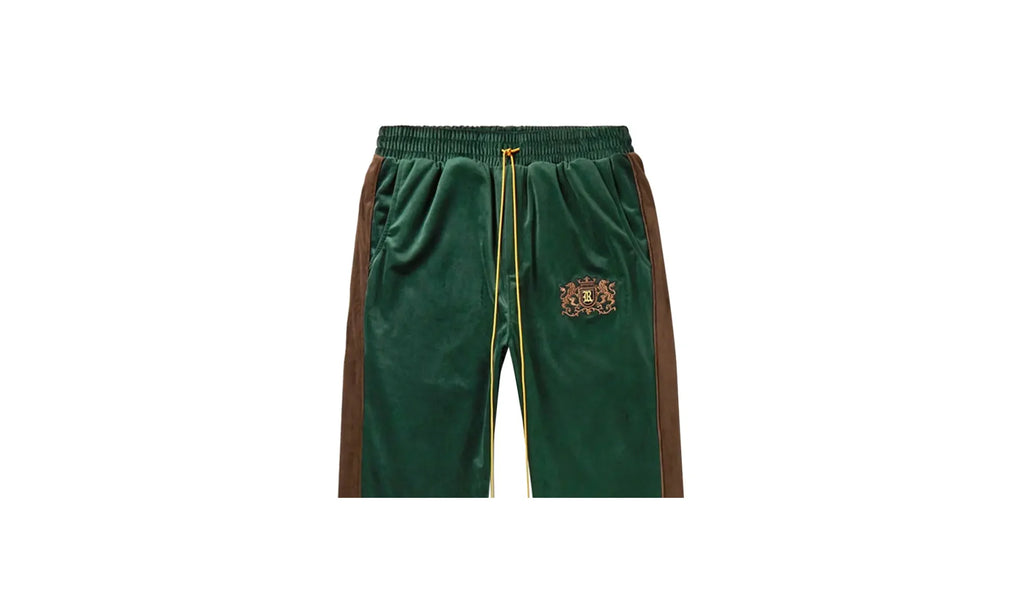 Crest-Embroided Velvet Track Pants "Green" 00537 10005RCEVTP GREE