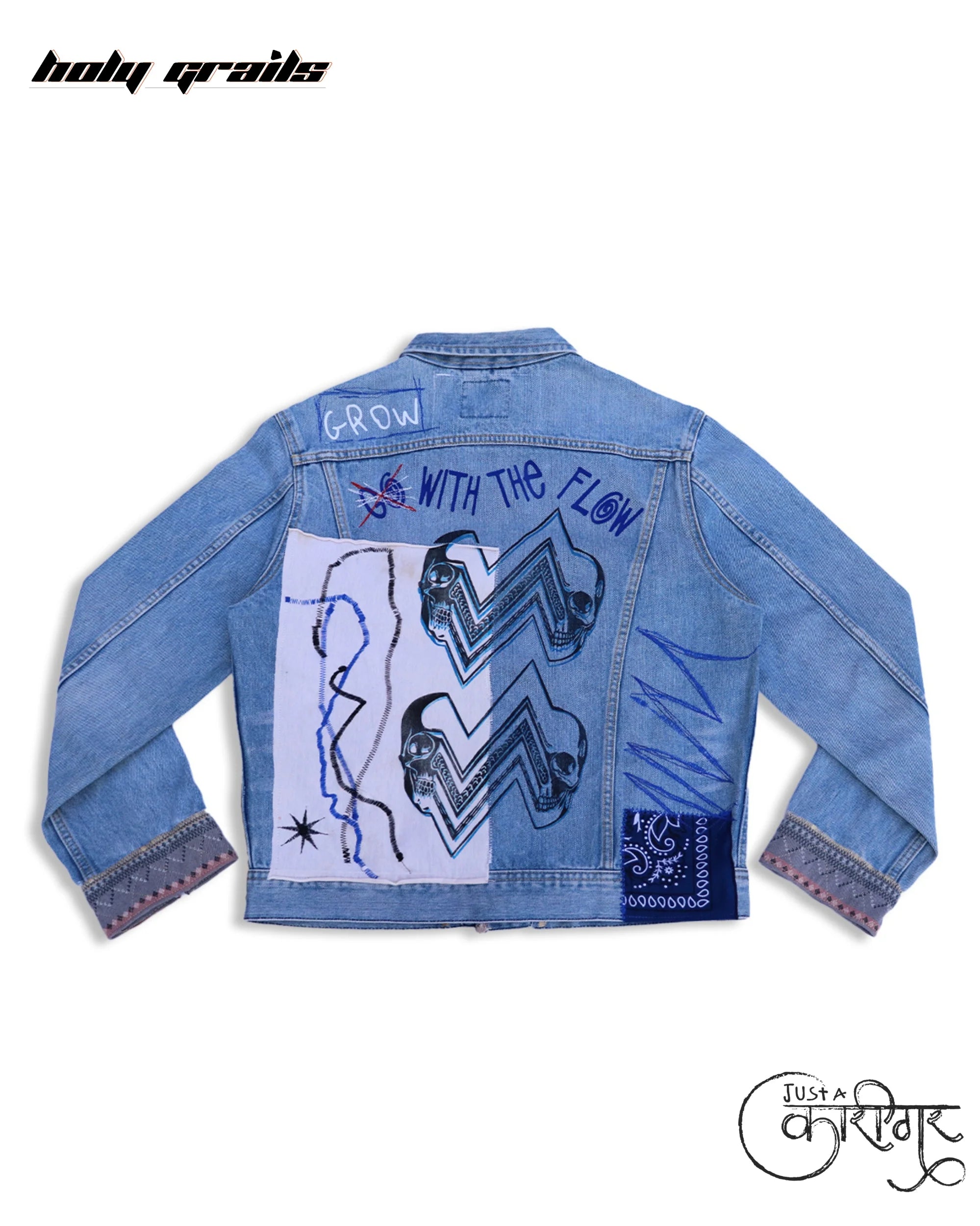 Grow With the Flow Blue Denim Jacket HG x Just A Karigar