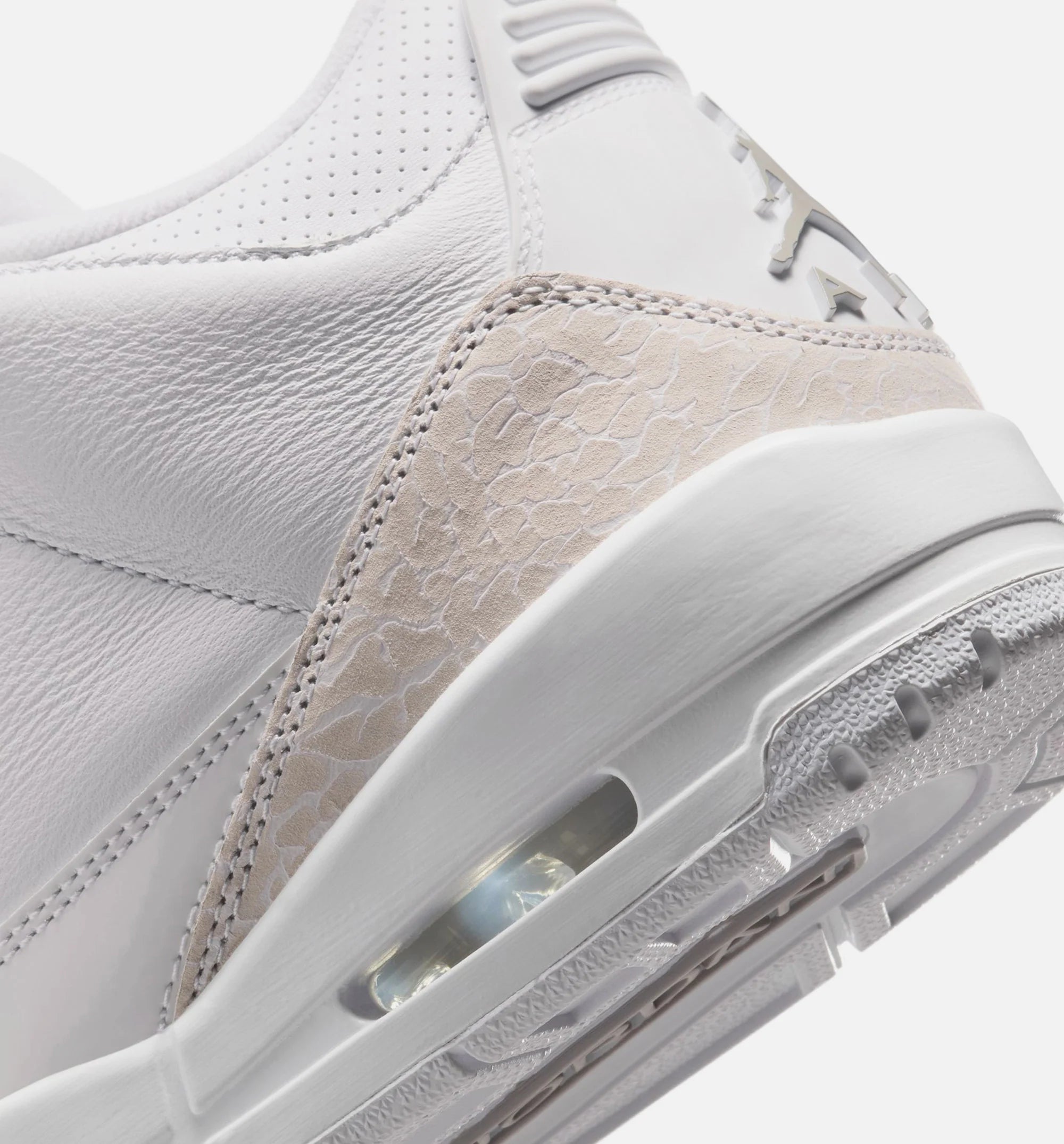 Air Jordan 3 Retro White And Silver Mens Lifestyle Shoe White Metallic Silver