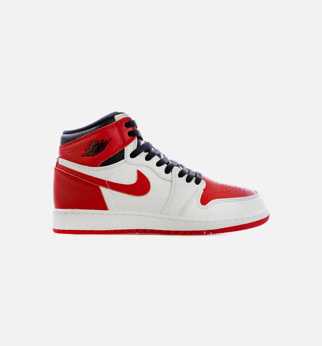 Air Jordan 1 Retro High OG Heritage Grade School Lifestyle Shoe White Red Black Free Shipping