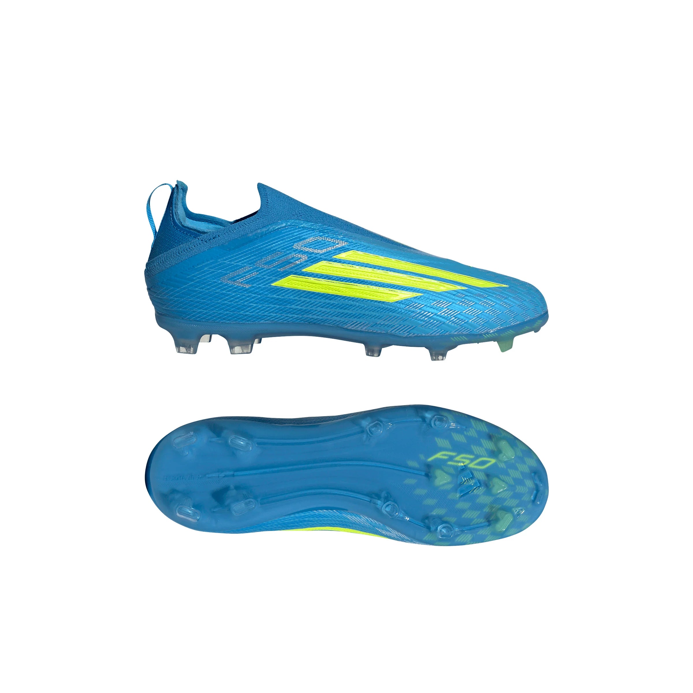 adidas F50 Elite Laceless FG Firm Ground Youth Soccer Cleats Blue Yellow Aqua