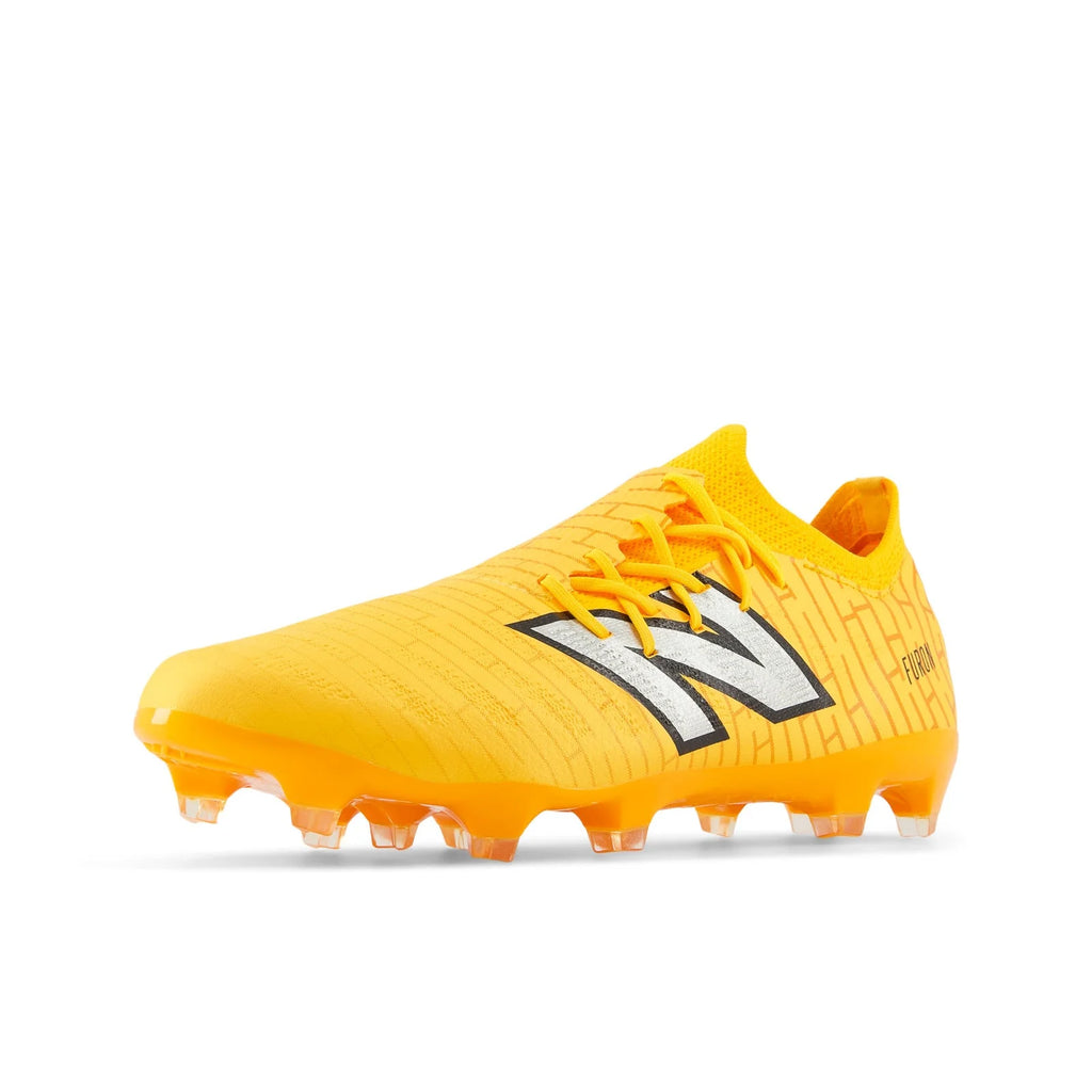 New Balance Furon Destroy FG V7 Firm Ground Soccer Cleats Sun Glow Metallic Silver Black