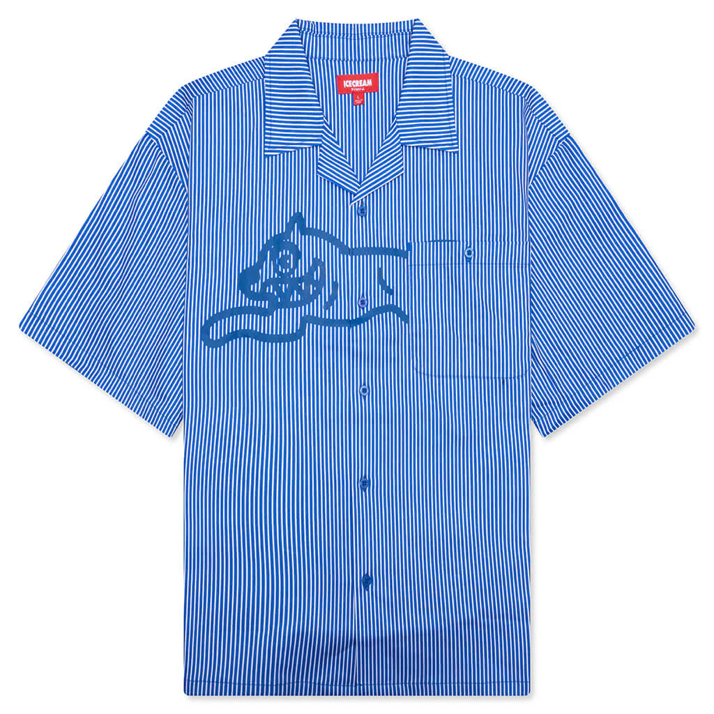 Decker S S Woven Crop Fit Button Up Victoria Blue