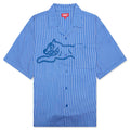 Decker S S Woven Crop Fit Button Up Victoria Blue