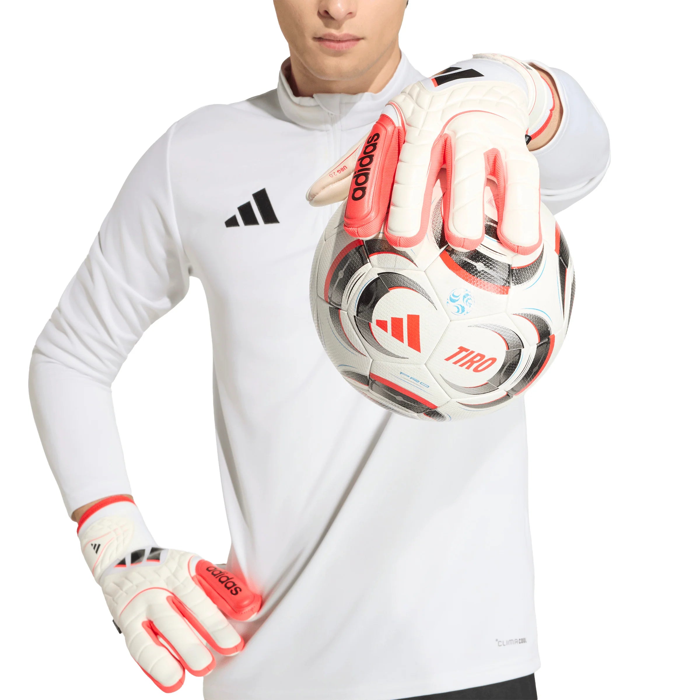 adidas Copa Pro Fingersave Goalkeeper Soccer Glove White Red Black