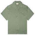 Satin Chest Logo Camp Collar Sage