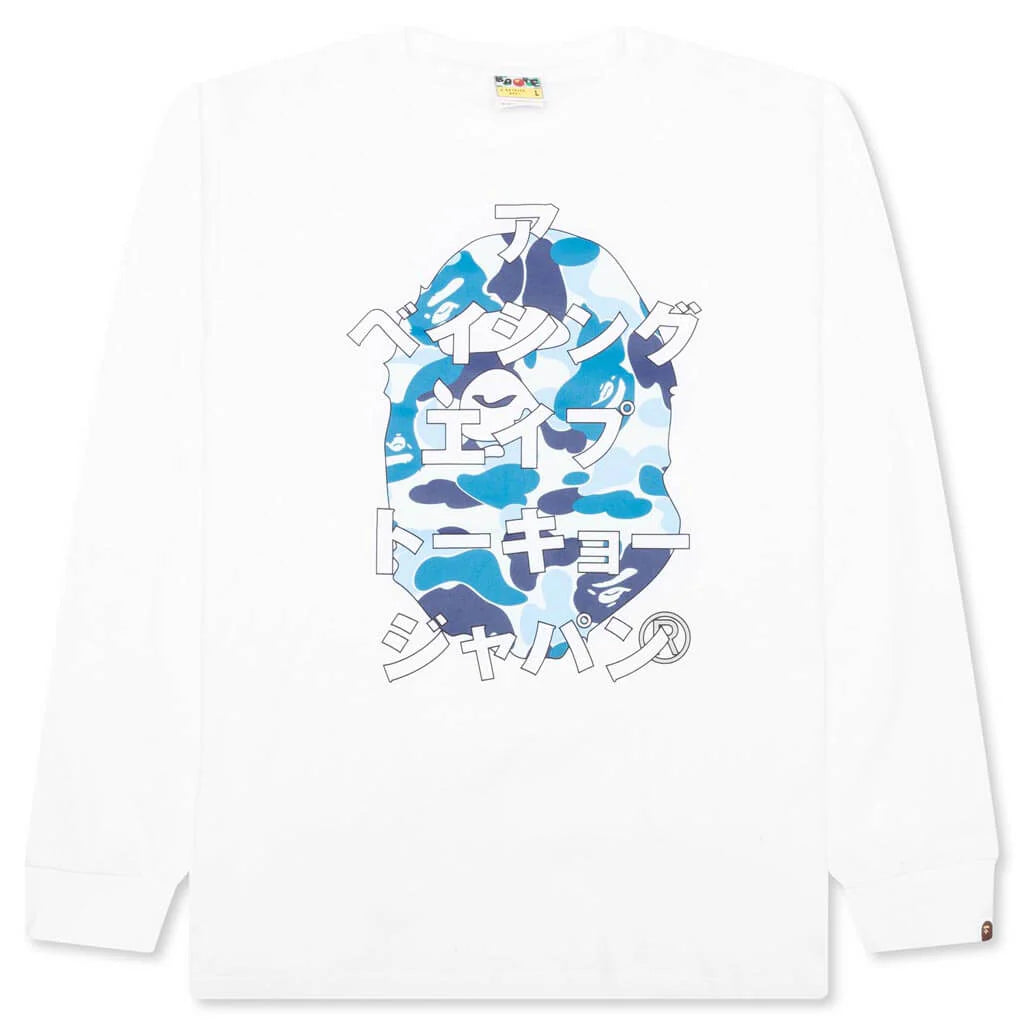 Abc Camo Japanese Letters L S Tee White Blue