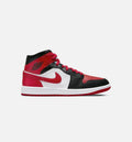 Air Jordan 1 Mid Bred Toe Womens Lifestyle Shoe Black Red