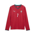 PUMA Portugal Home Long Sleeve Cristiano Ronaldo CR7 Mens Soccer Jersey Red Green Lagoon