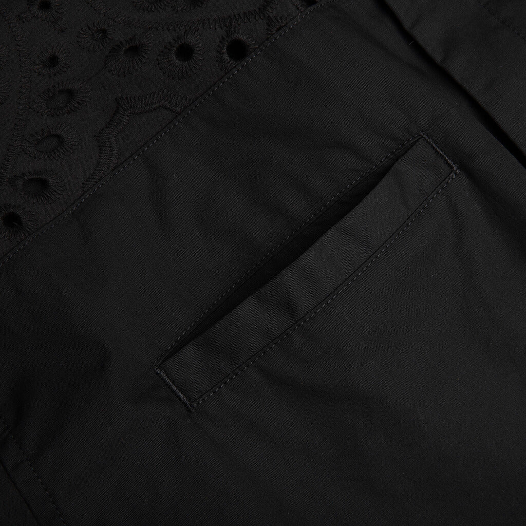 Lace Button Up Black