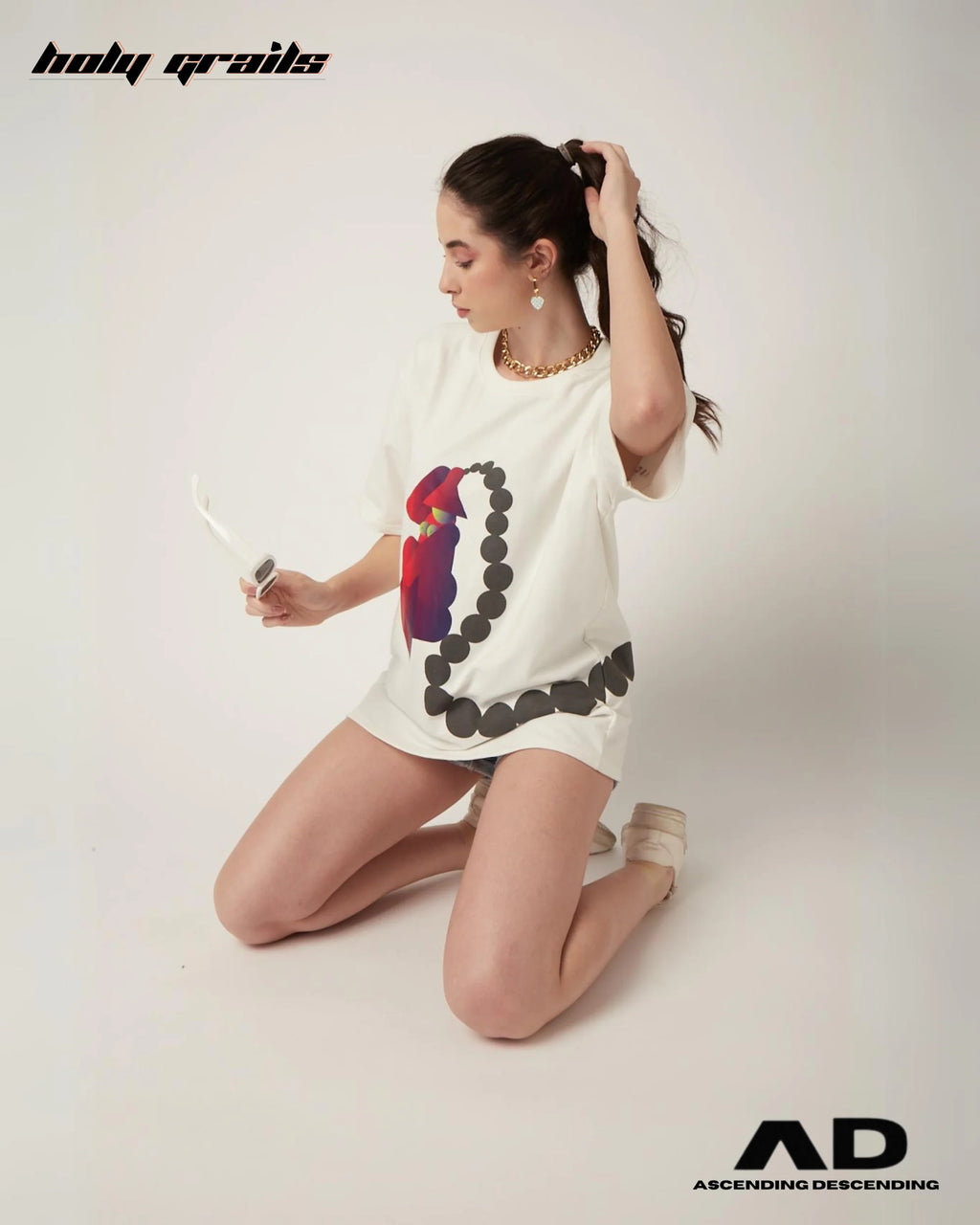 Geometrical Aunt White T Shirt HG x Ascending Descending