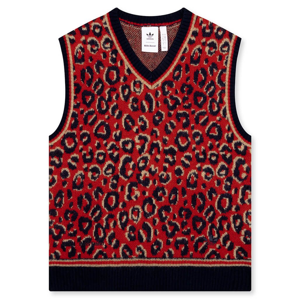 adidas Originals x Wales Bonner Knit Vest Collegiate Navy Magic Beige Better Scarlet