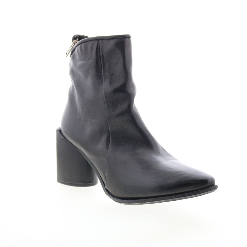 Earl Womens Black Leather Zipper Ankle & Booties Boots
