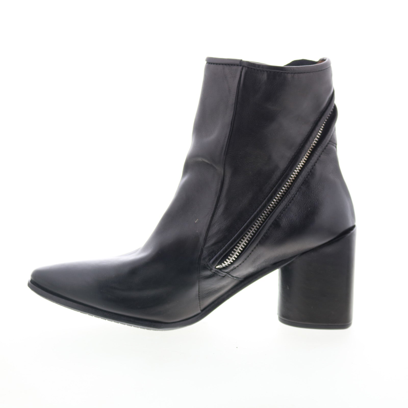 Earl Womens Black Leather Zipper Ankle & Booties Boots