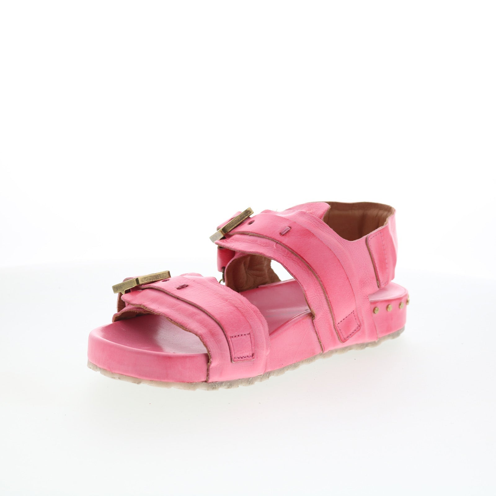 Eastman Womens Pink Leather Hook & Loop Strap Sandals Shoes