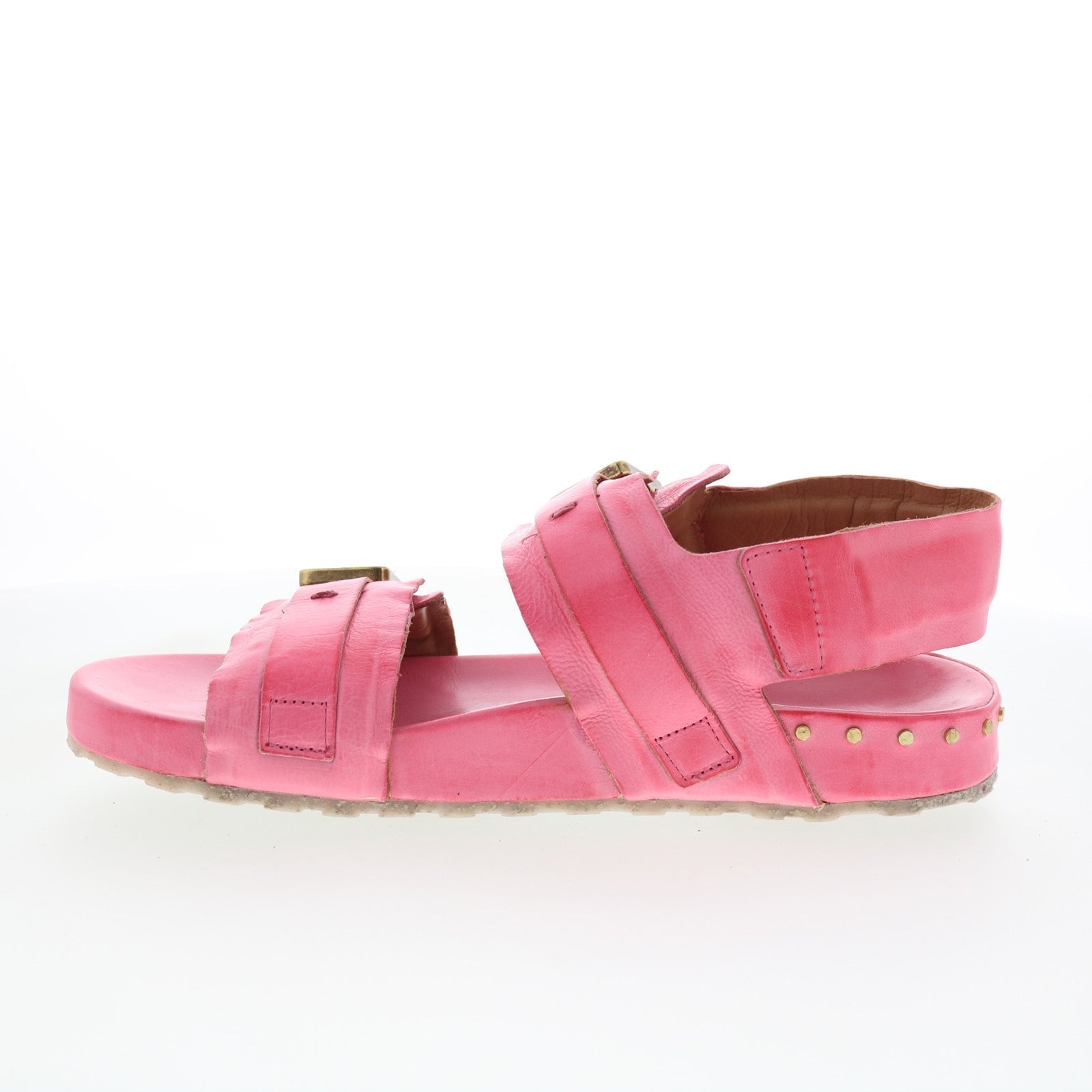 Eastman Womens Pink Leather Hook & Loop Strap Sandals Shoes