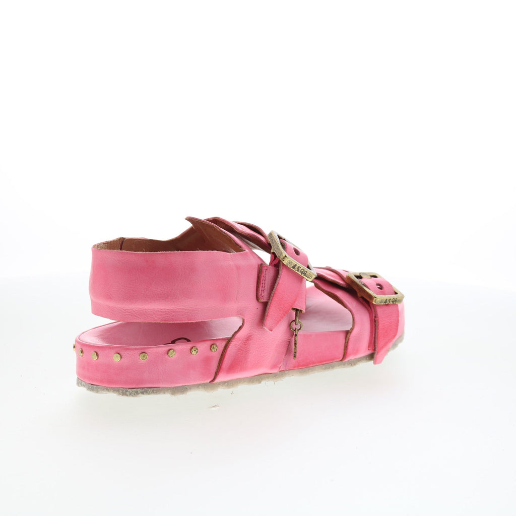 Eastman Womens Pink Leather Hook & Loop Strap Sandals Shoes