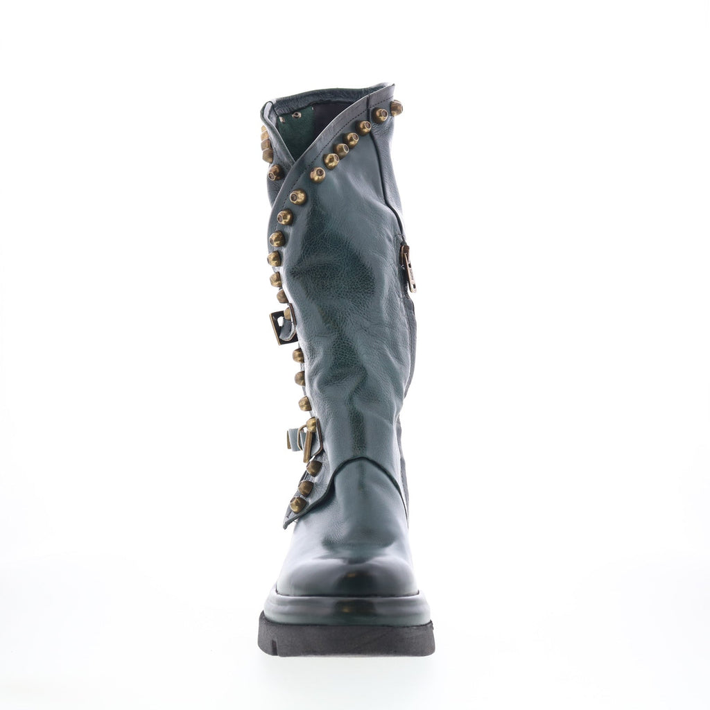 Easton Womens Green Leather Zipper Casual Dress Boots