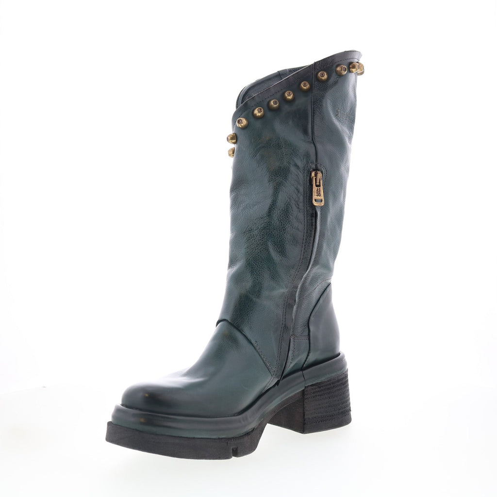 Easton Womens Green Leather Zipper Casual Dress Boots