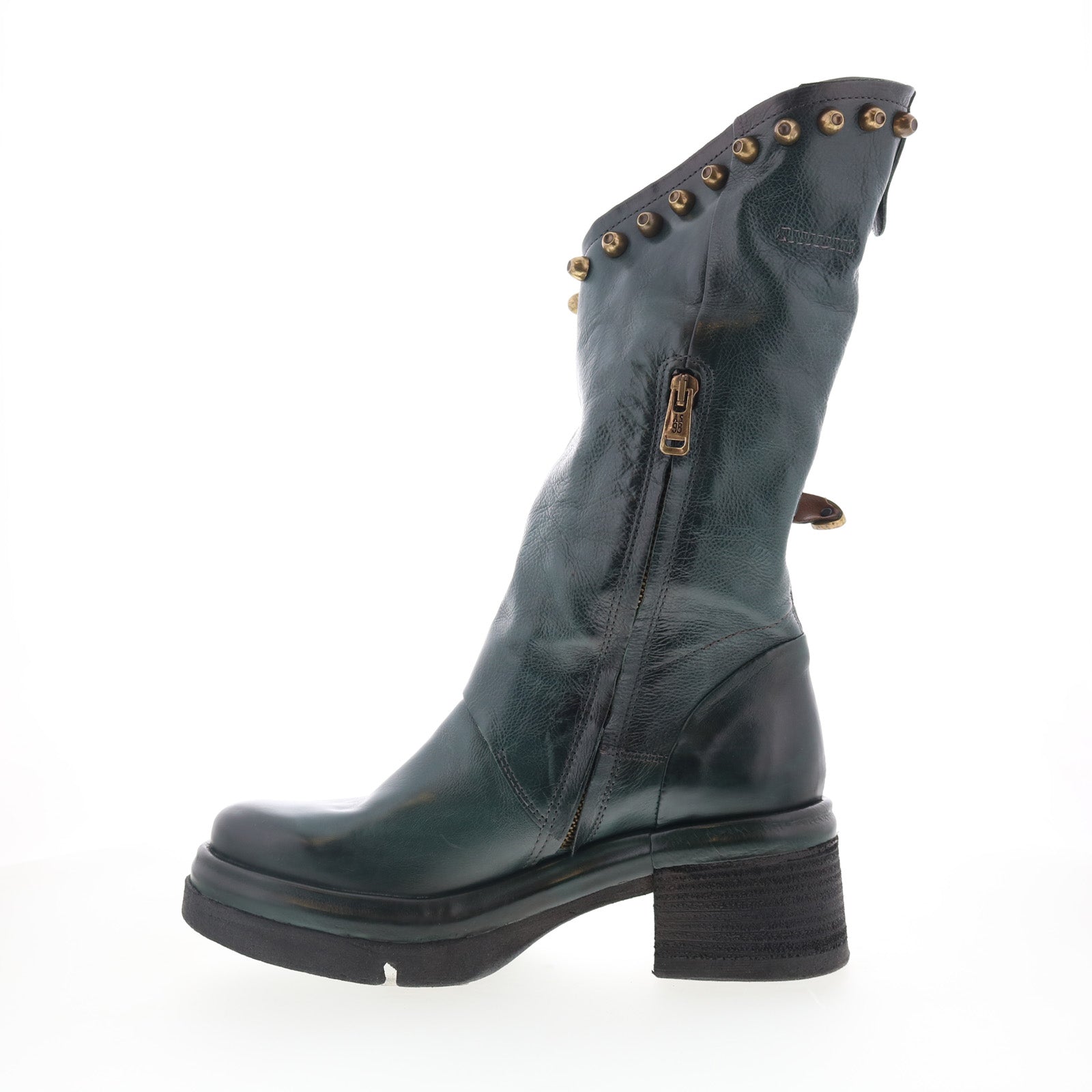 Easton Womens Green Leather Zipper Casual Dress Boots