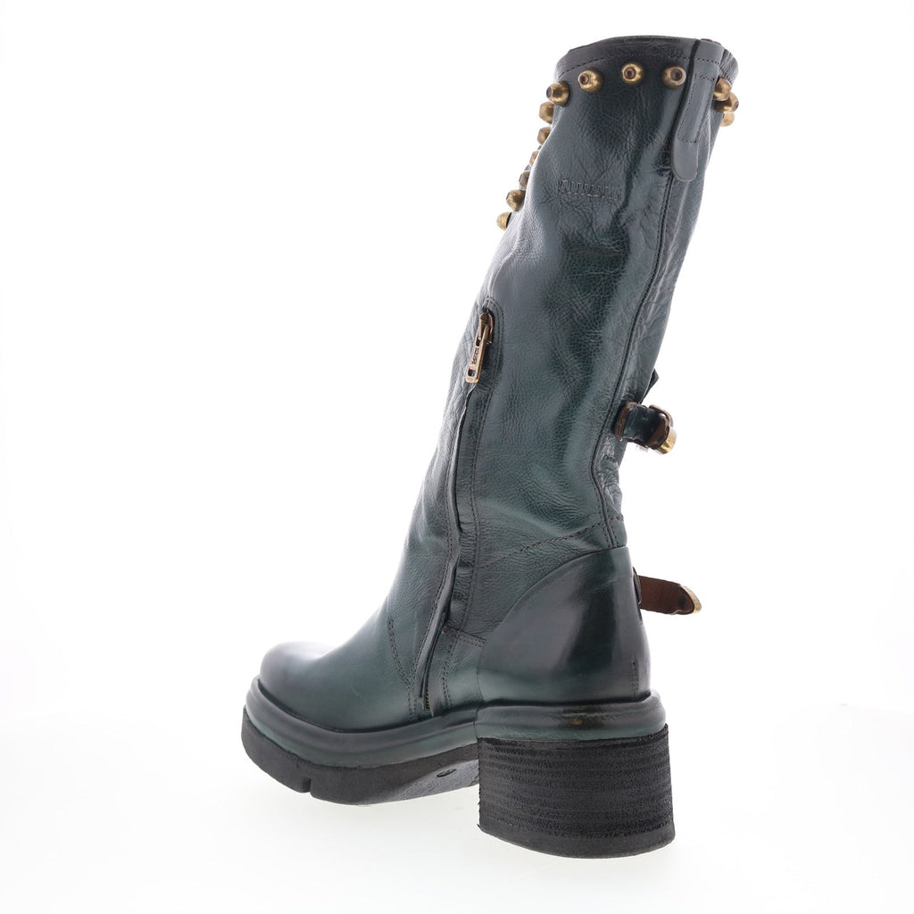 Easton Womens Green Leather Zipper Casual Dress Boots