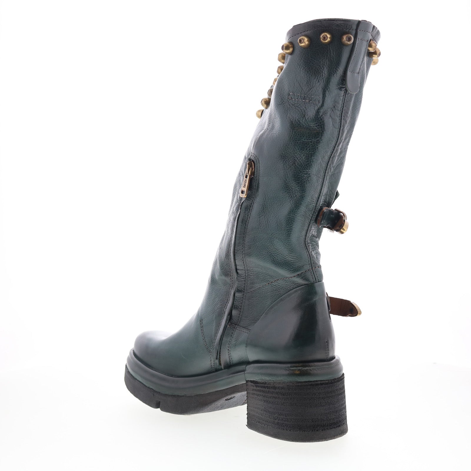 Easton Womens Green Leather Zipper Casual Dress Boots