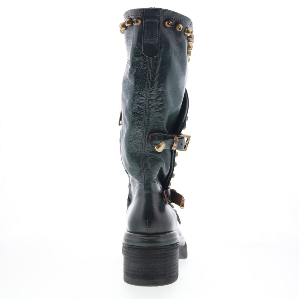 Easton Womens Green Leather Zipper Casual Dress Boots