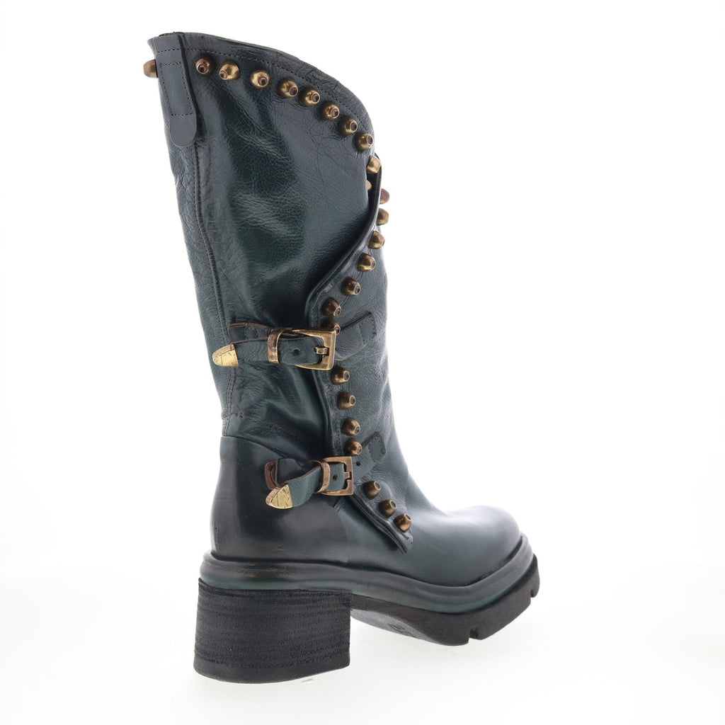 Easton Womens Green Leather Zipper Casual Dress Boots