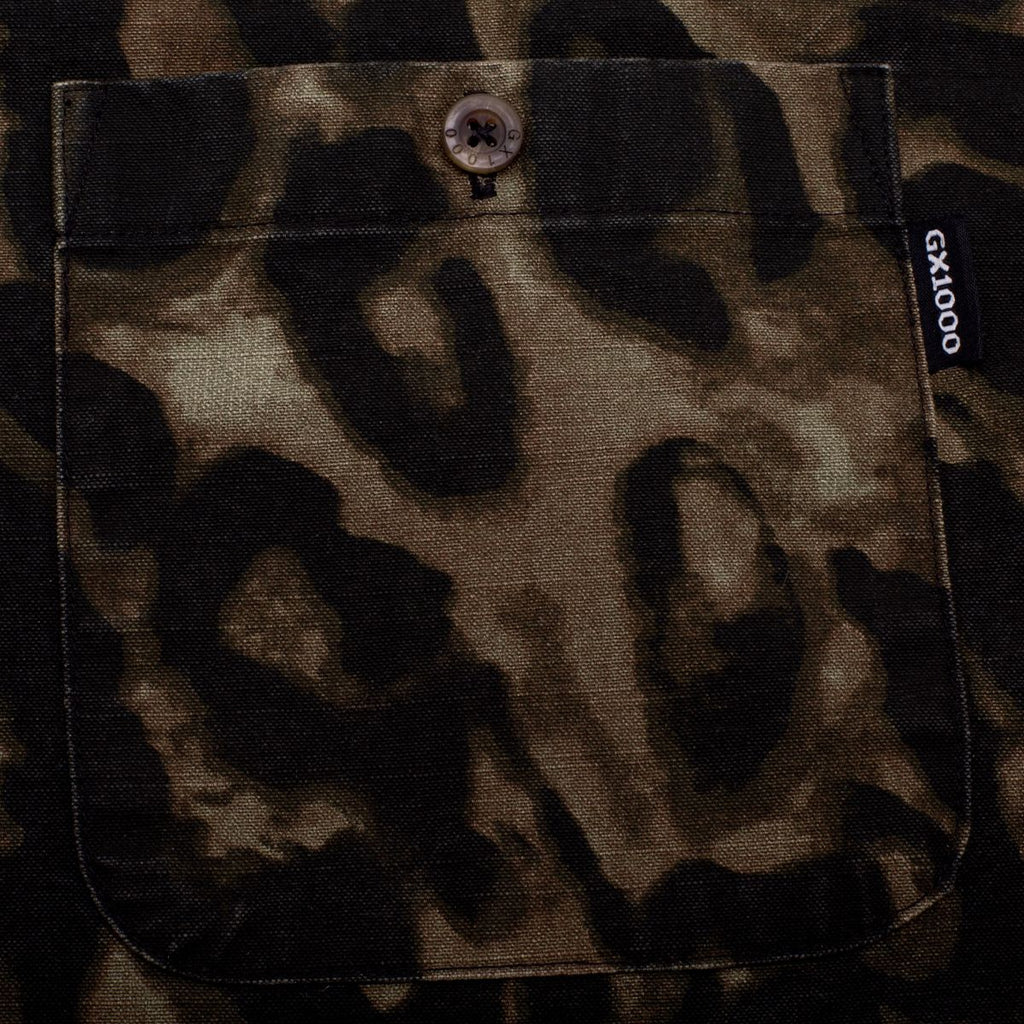GX1000 Long Sleeve Button Down Brown Leopard Camo
