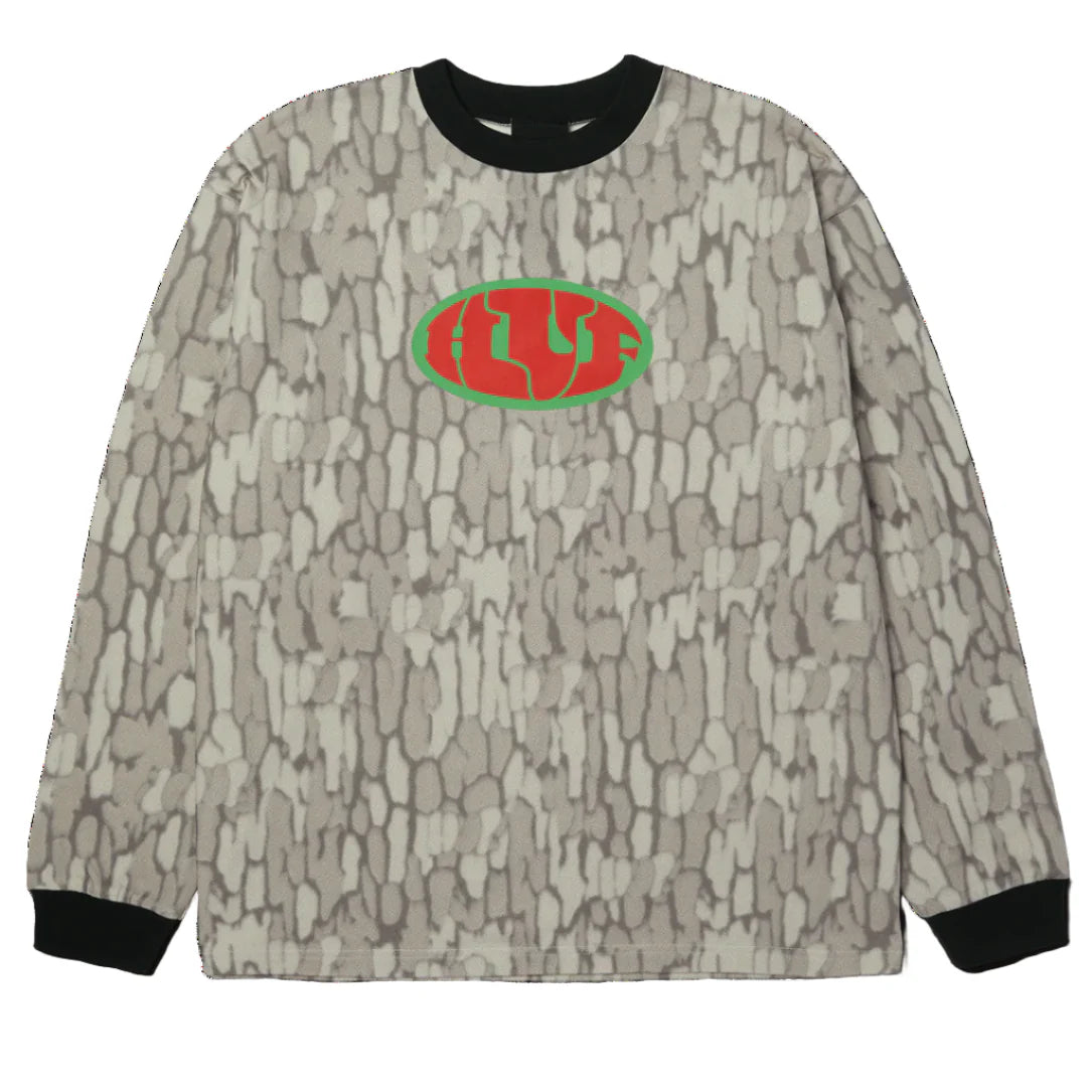 Huf Warped Camo Long Sleeve T Shirt Knit Top