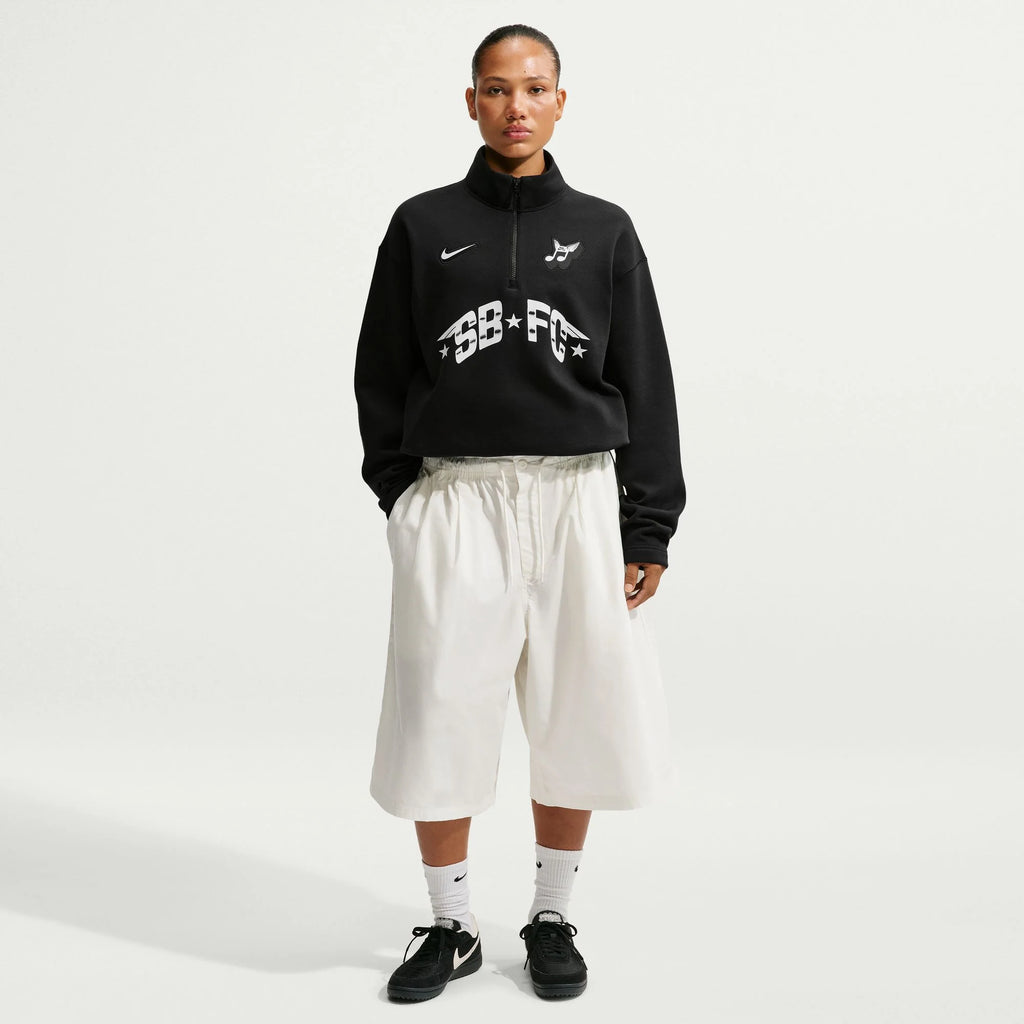 Nike SB Club 58 Skate 1 2 Zip Fleece Crew Neck Sweatshirt Black