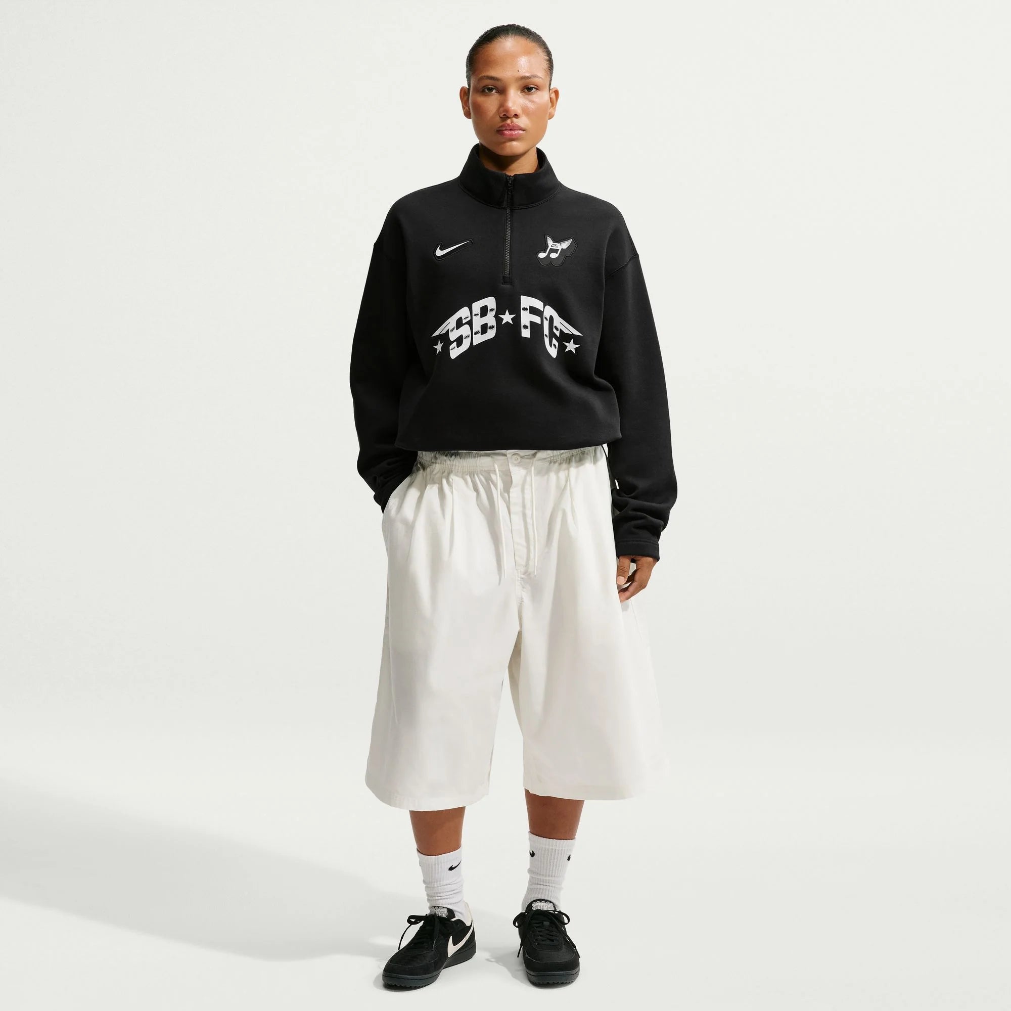 Nike SB Club 58 Skate 1 2 Zip Fleece Crew Neck Sweatshirt Black