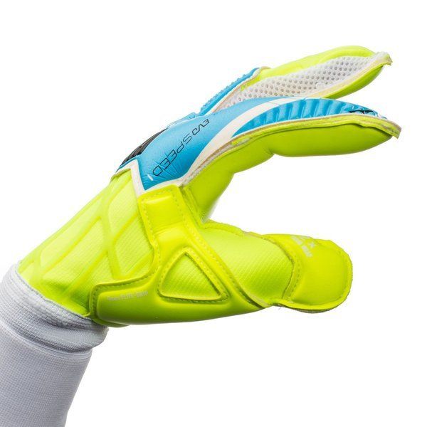 PUMA Evospeed 14 Goalkeeper Gloves Safety Yellow Atomic Blue
