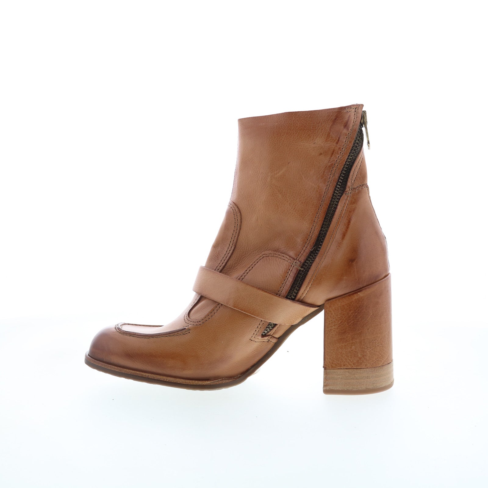 Eddie Womens Brown Leather Zipper Casual Dress Boots