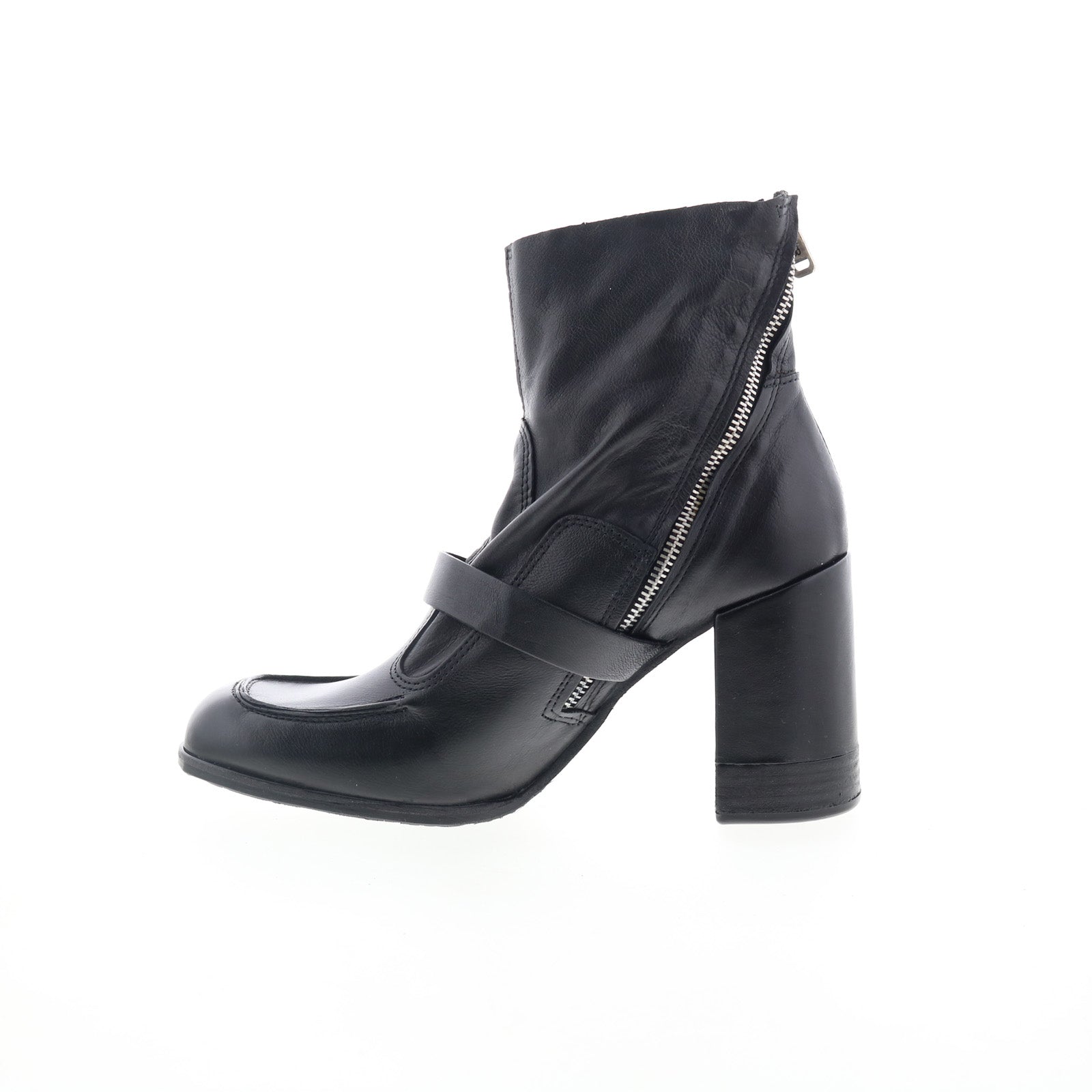 Eddie Womens Black Leather Zipper Casual Dress Boots