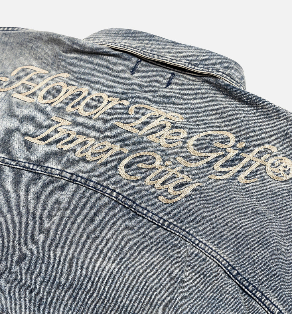 HTG Work Mens Long Sleeve Shirt Denim