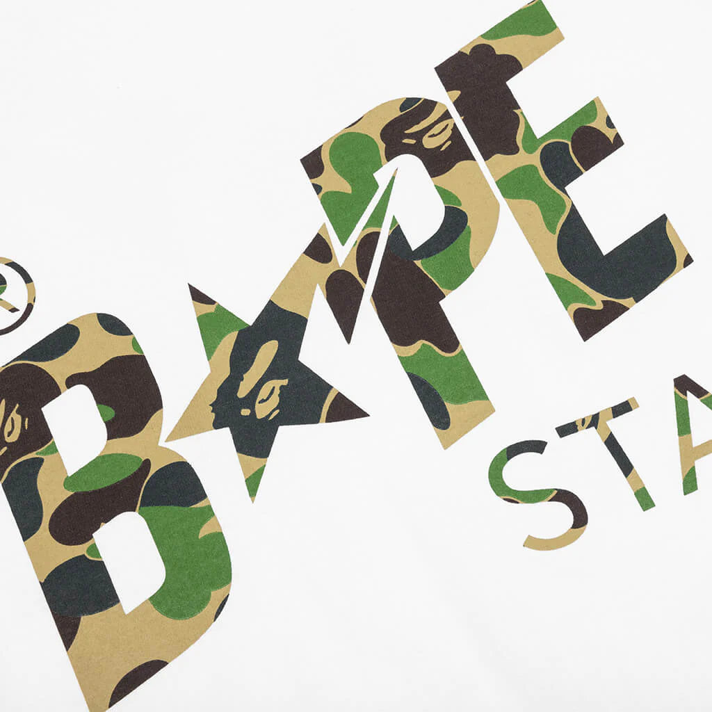 Abc Camo Bape Sta Logo L S Tee White Green