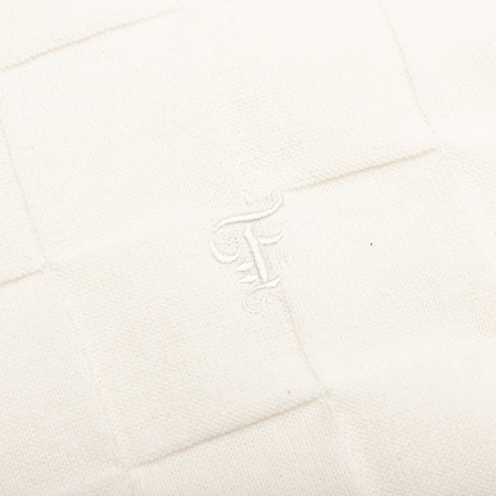 Palmer Checked L S Sweater Polo Clubhouse Cream