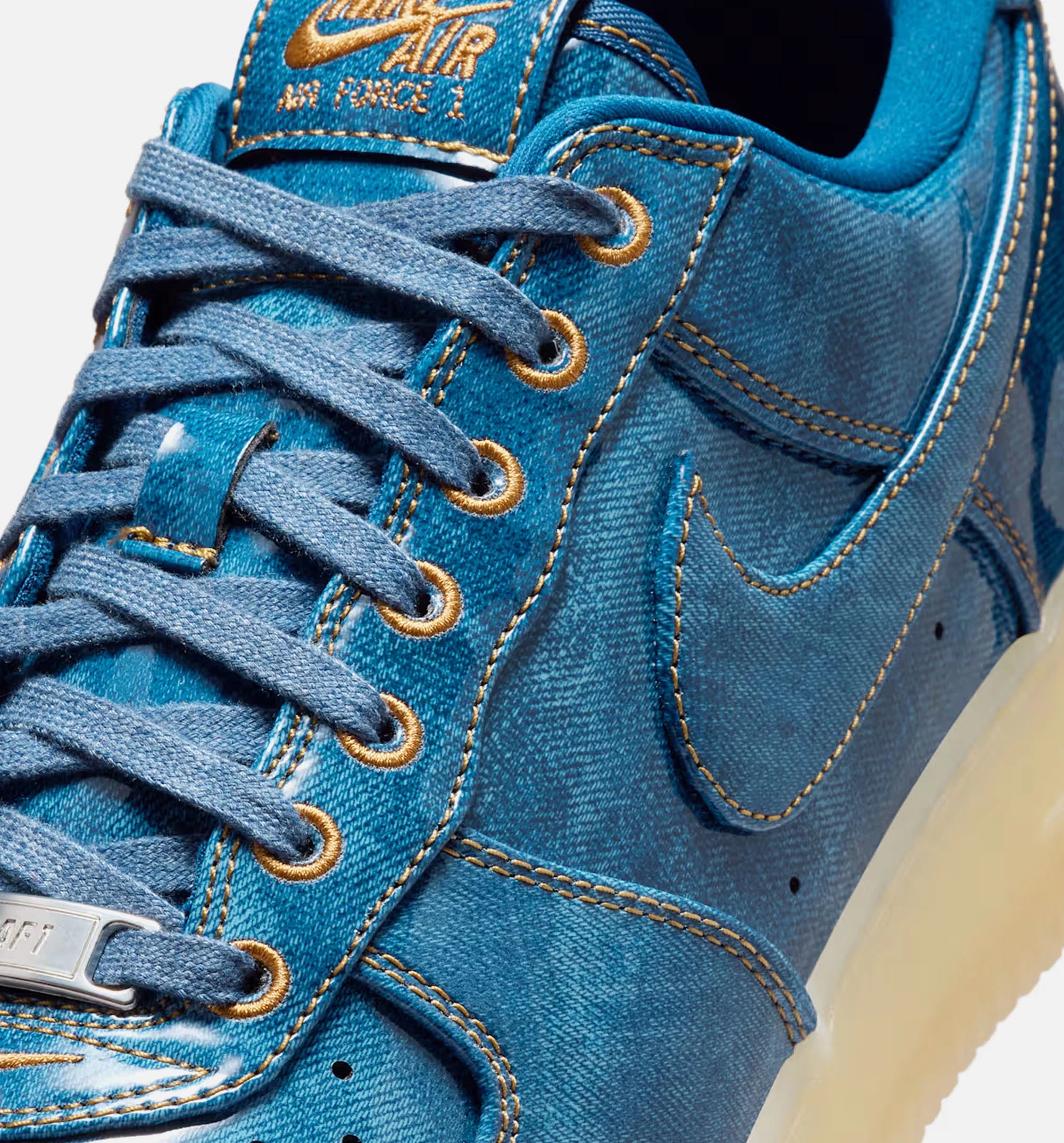Air Force 1 Retro Patent Denim Mens Lifestyle Shoe Coastal Blue Natural Flax Coastal Blue