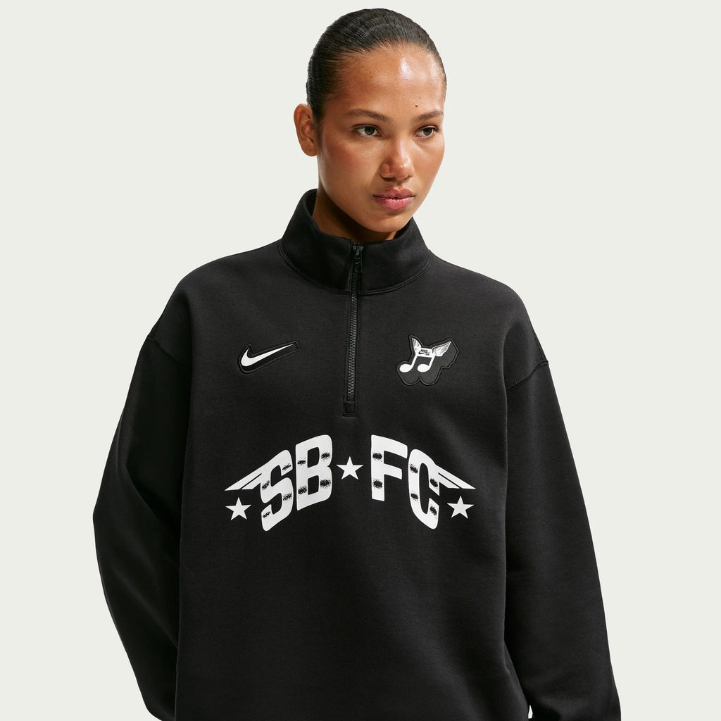 Nike SB Club 58 Skate 1 2 Zip Fleece Crew Neck Sweatshirt Black