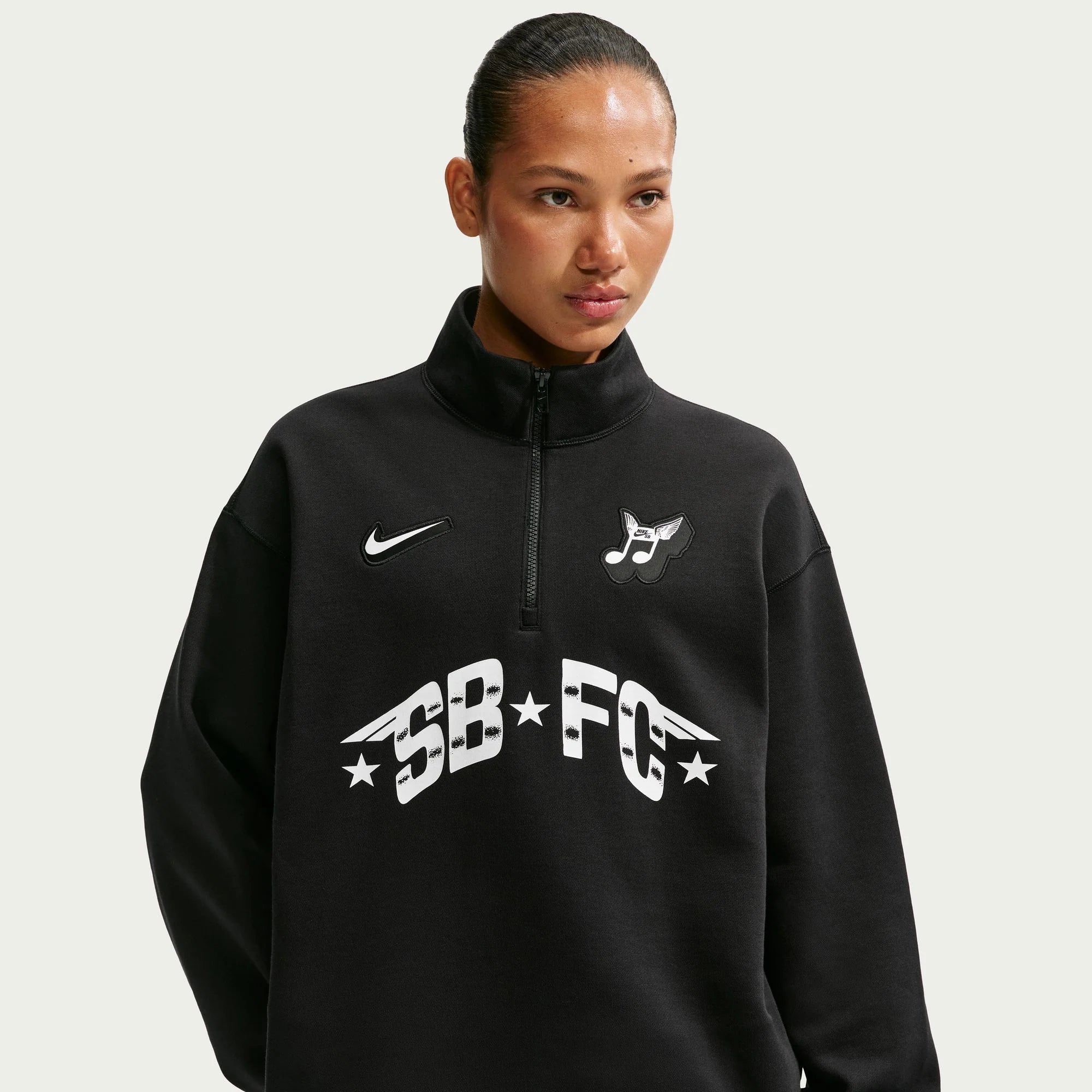 Nike SB Club 58 Skate 1 2 Zip Fleece Crew Neck Sweatshirt Black