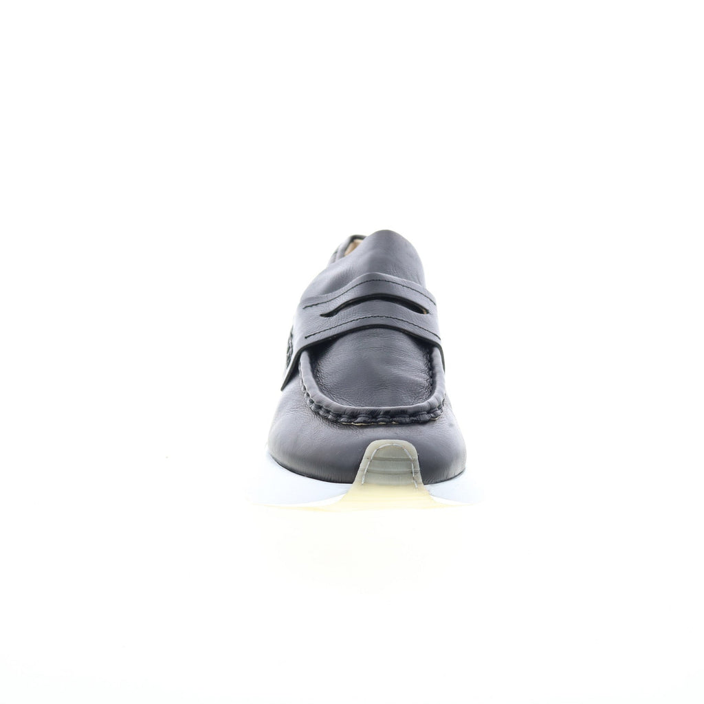 Elian Womens Black Leather Slip On Lifestyle Sneakers Shoes